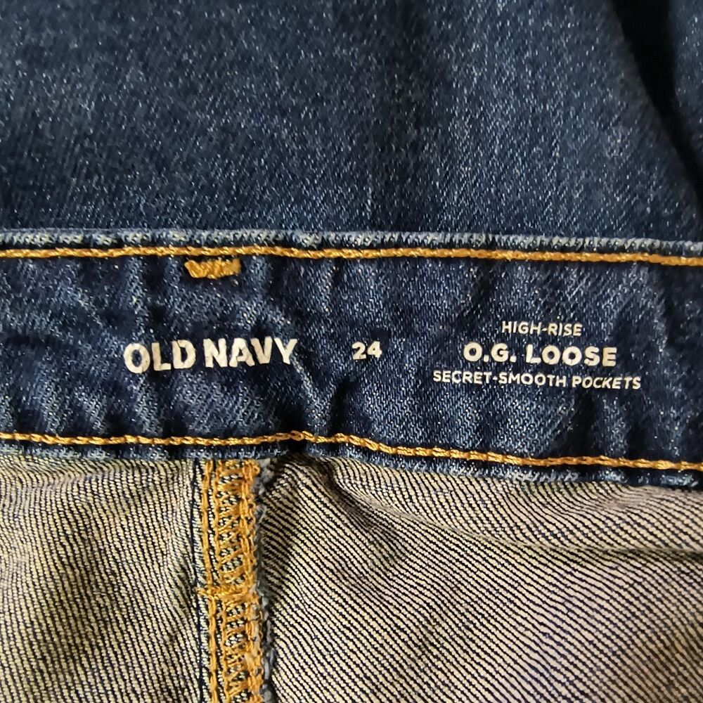 Old Navy Jeans Women's 24 Blue High Rise O.G. Loose Straight Stretch Denim 44x30 - Picture 3 of 4